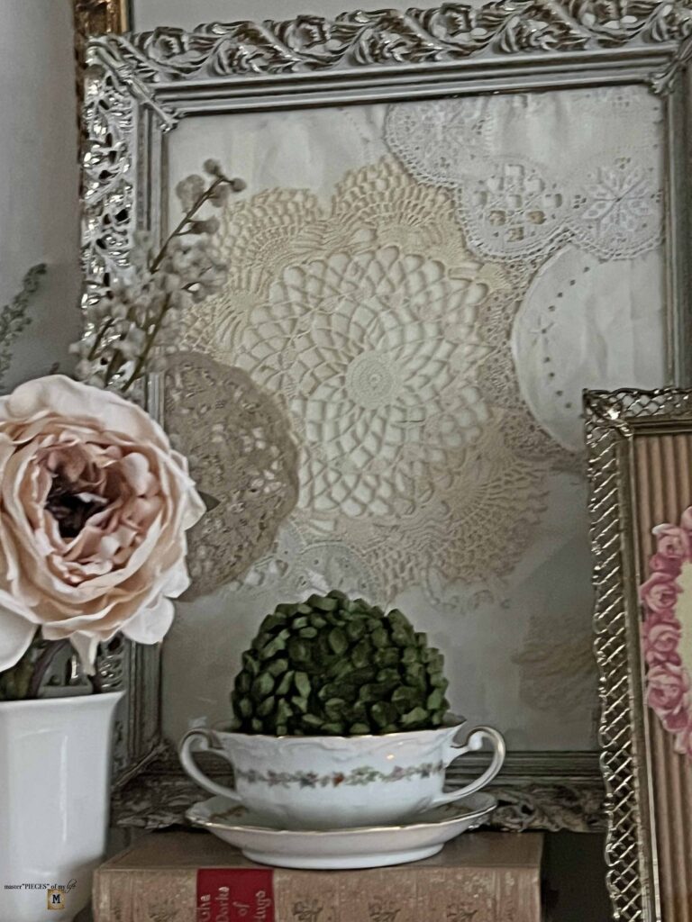 vintage Valentine's Day mantel styling