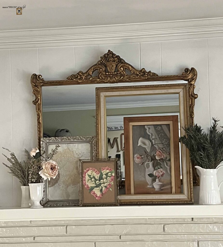vintage Valentine's Day mantel styling