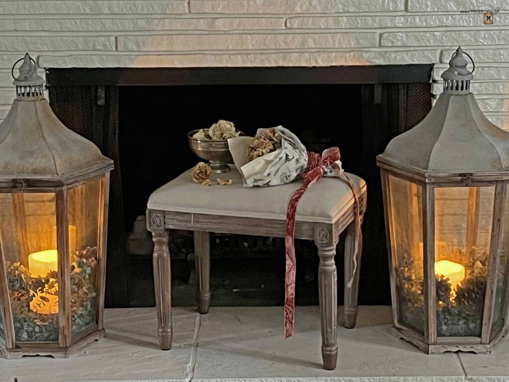 Valentine's Day vintage mantel decor