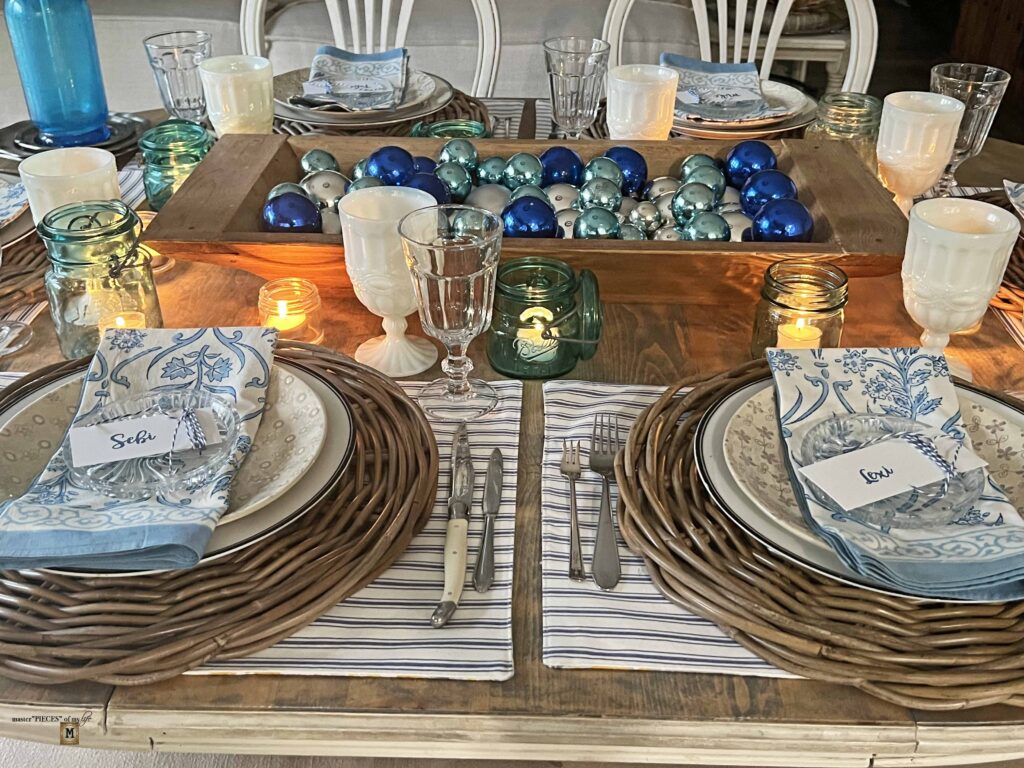 winter blues table styling