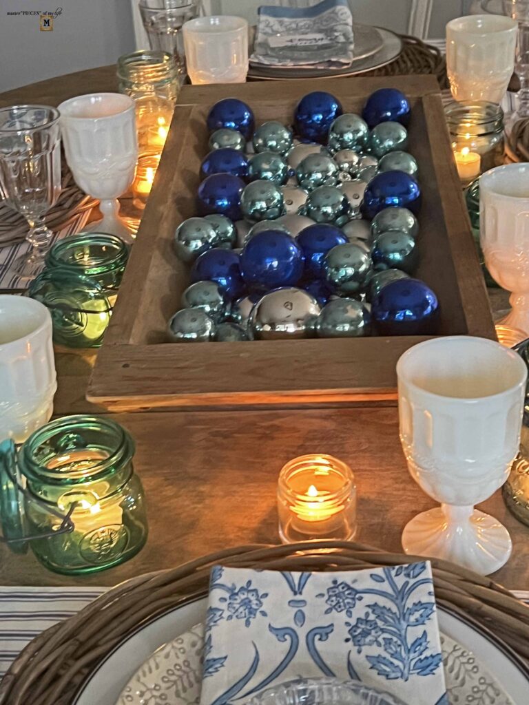 winter blues table styling