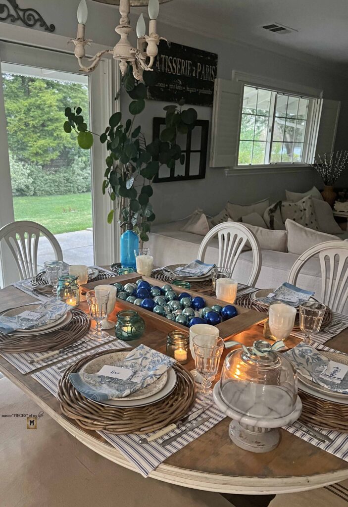 winter blues table styling