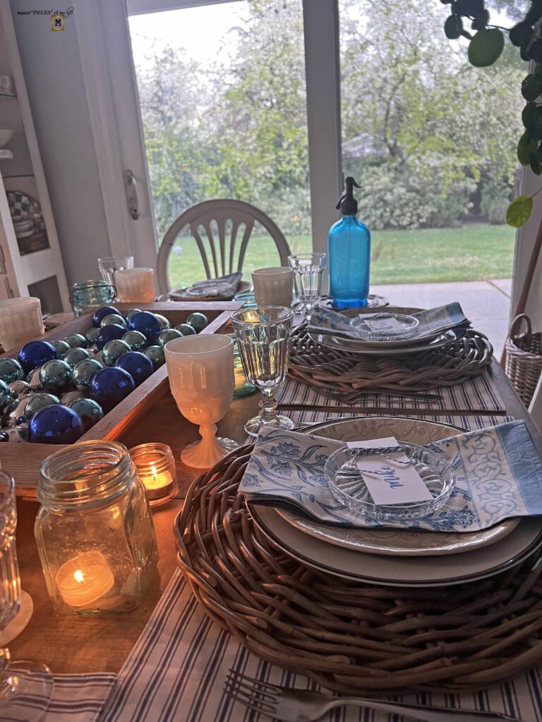 winter blues table styling