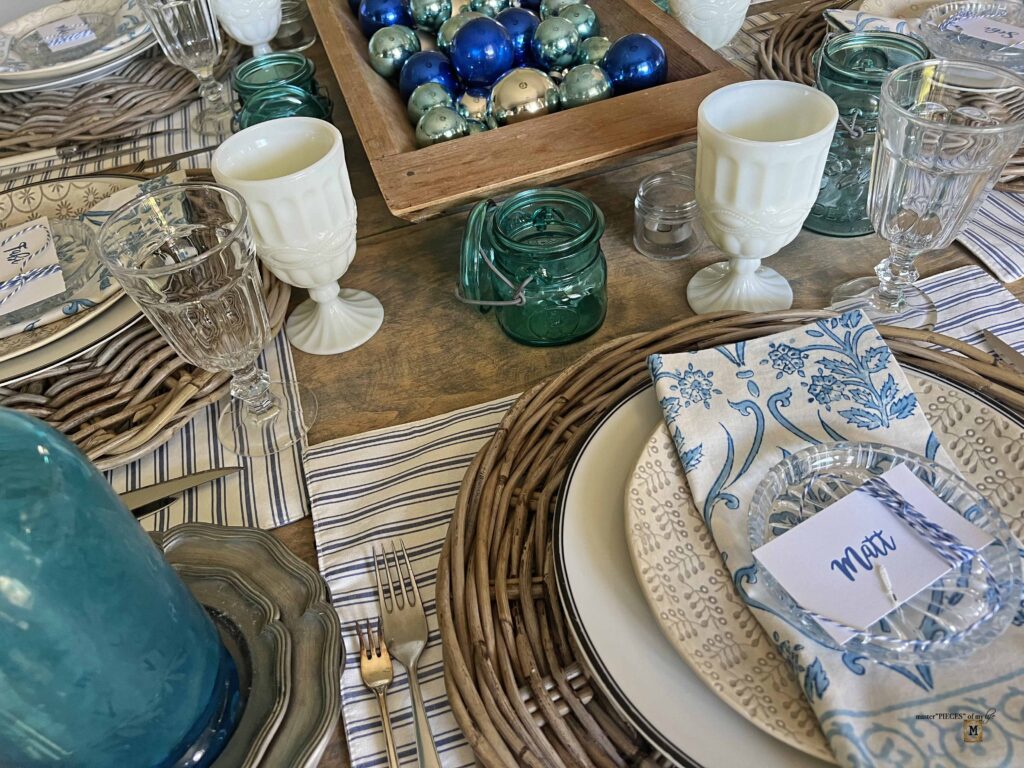 winter blues table styling