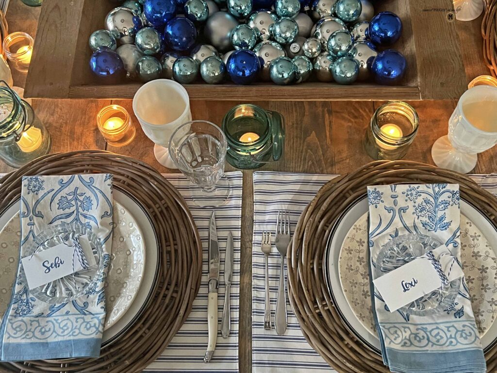 winter blues table styling