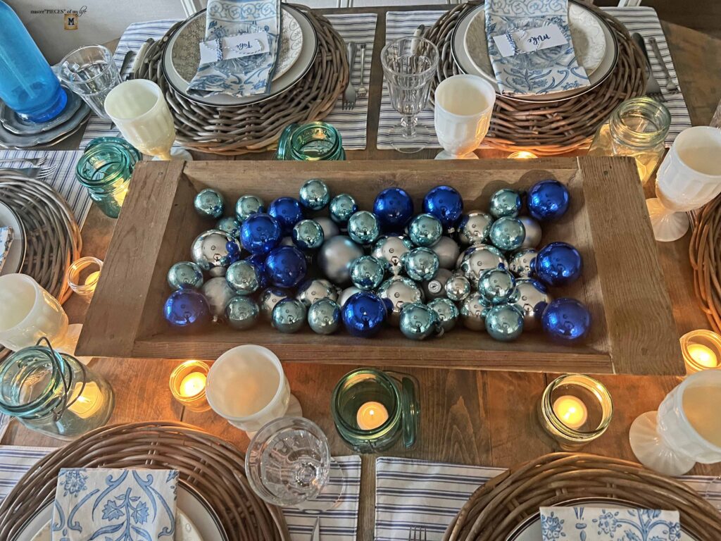 winter blues table styling