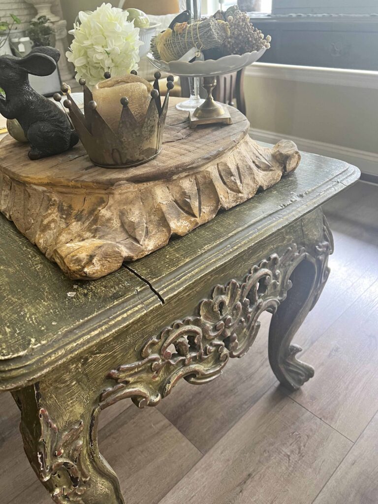 green & yellow Easter coffee table vignette