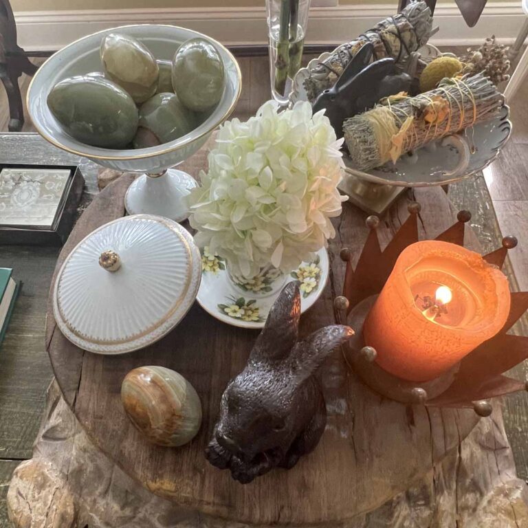 Green & Yellow Easter Coffee Table Vignette