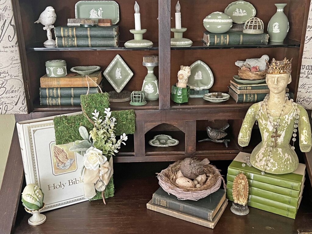 traditional Easter decor vignette