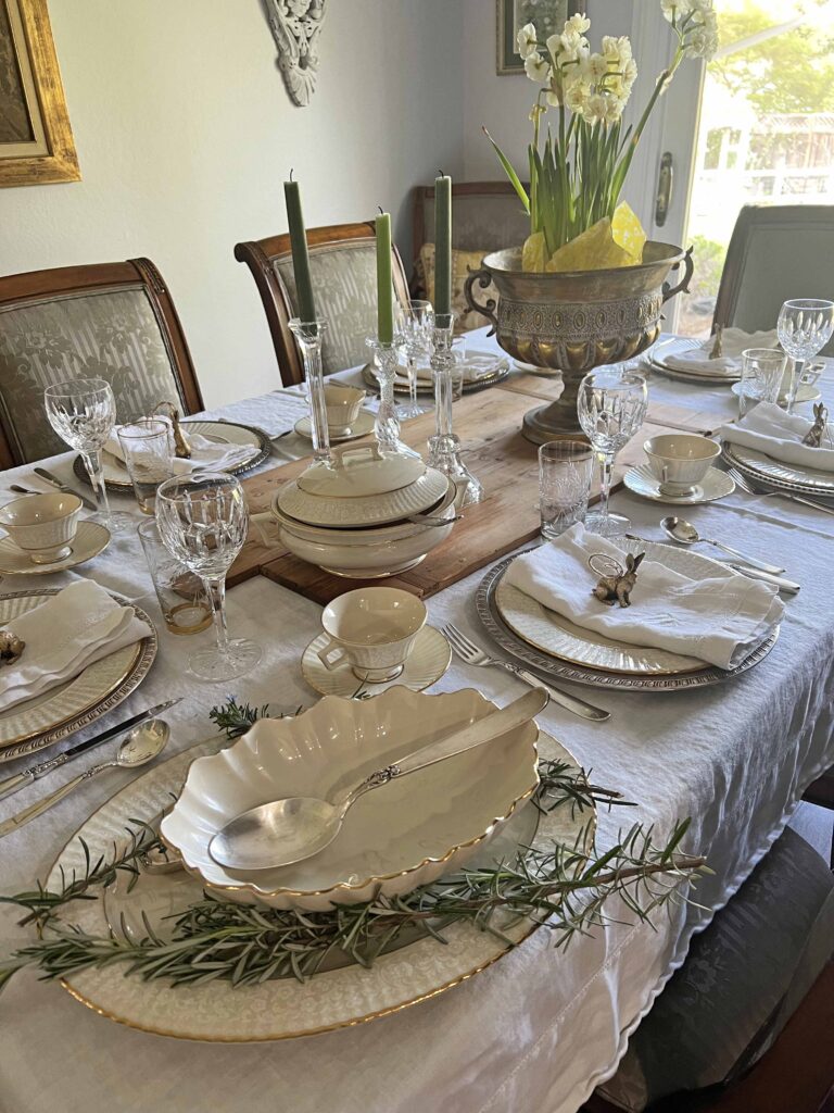 gold bunny Easter table