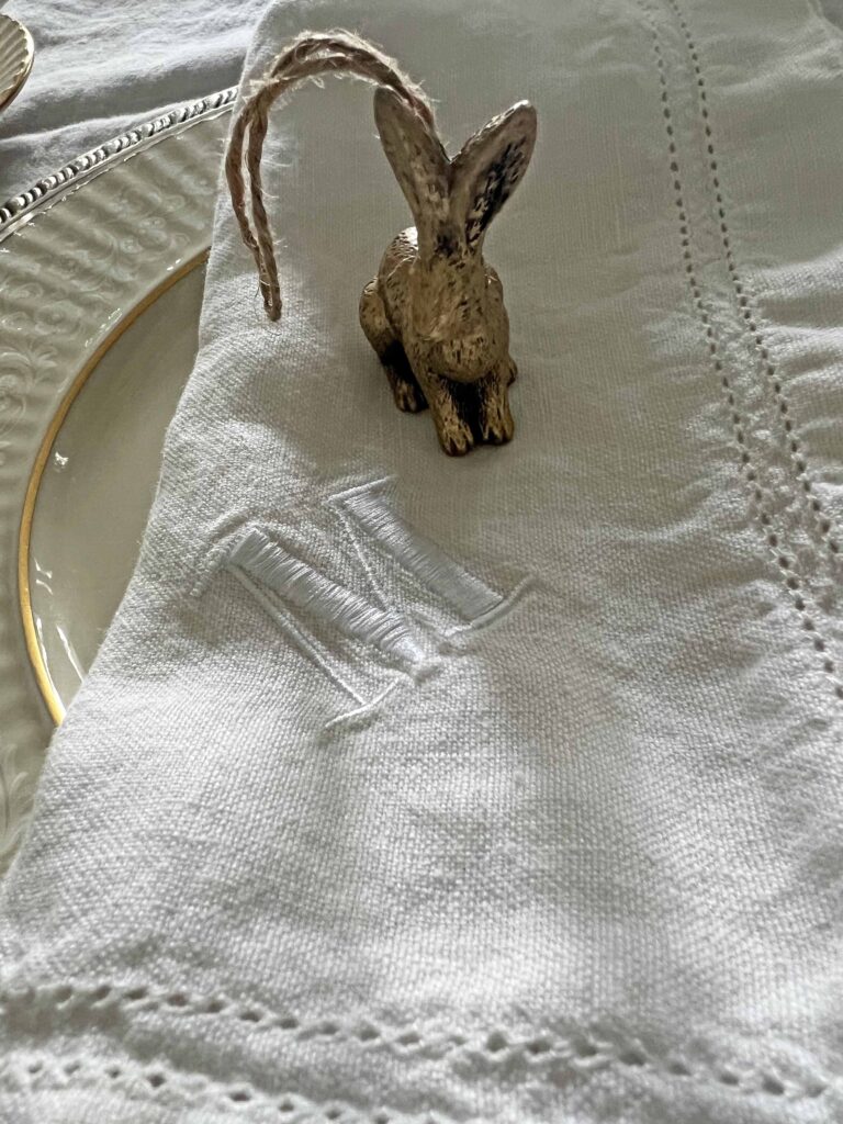 gold bunny Easter table