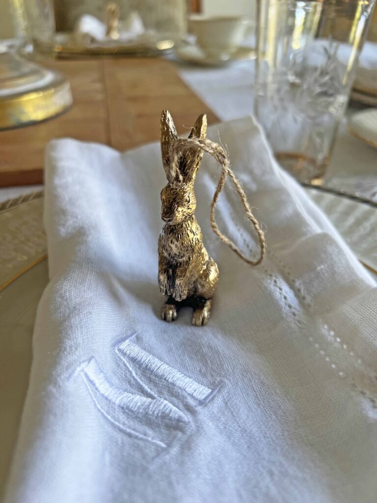 gold bunny Easter table