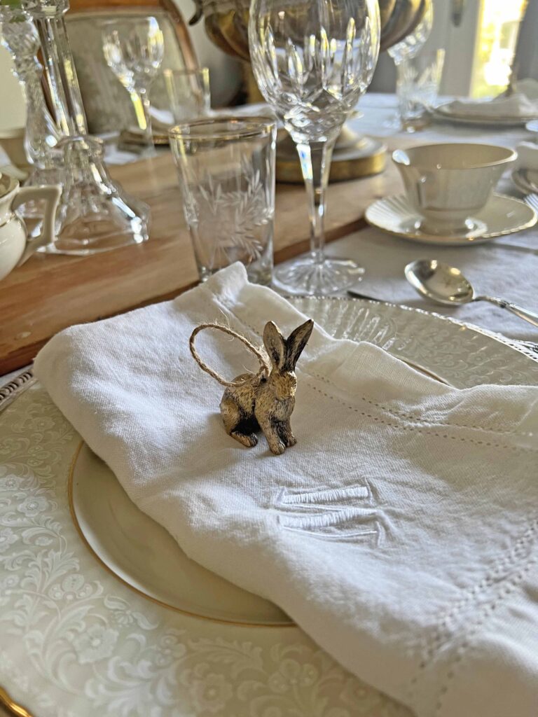 gold bunny Easter table