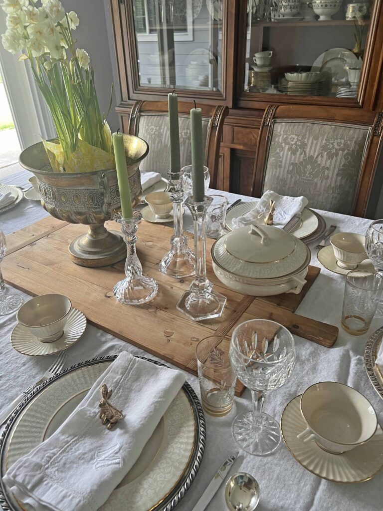 gold bunny Easter table