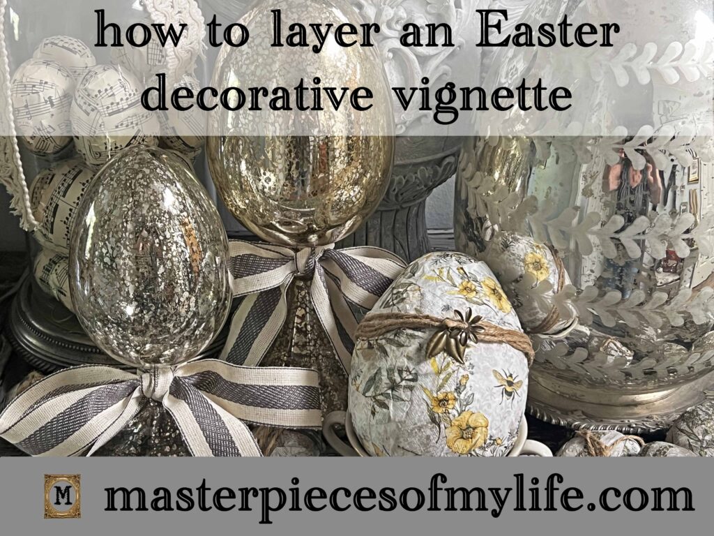 how to layer an Easter decorative vignette