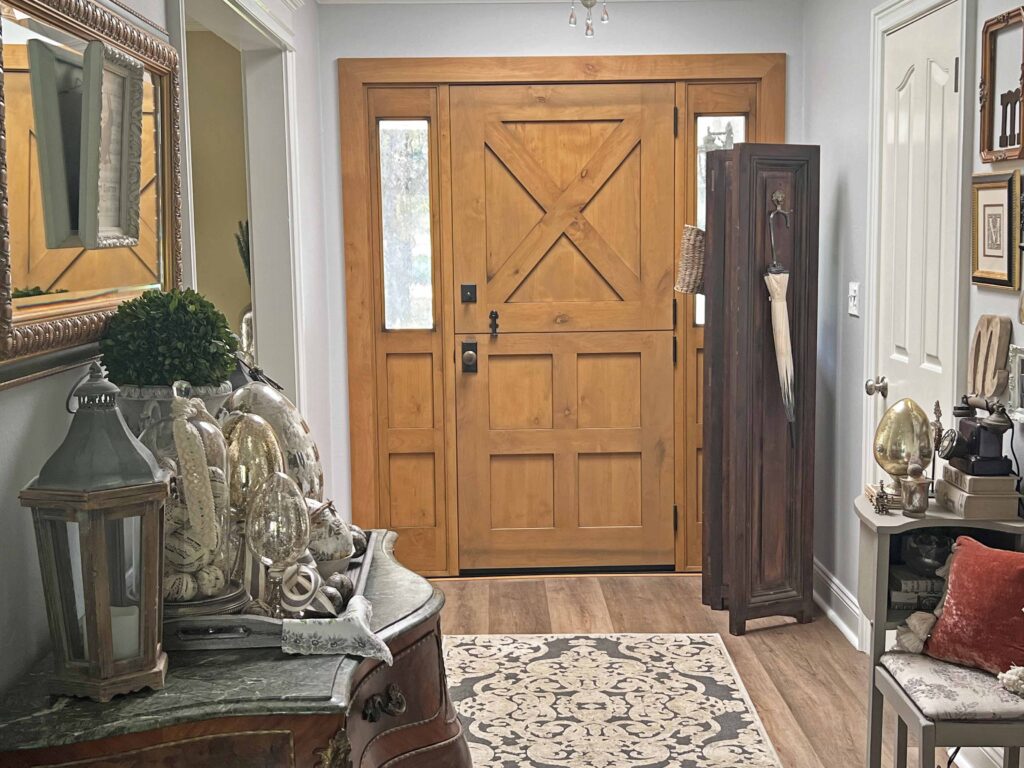 how to layer an Easter decorative vignette