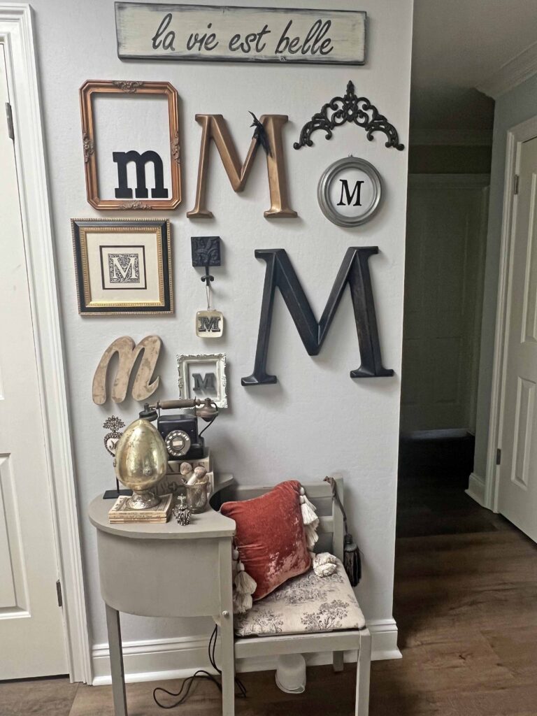 how to layer an Easter decorative vignette