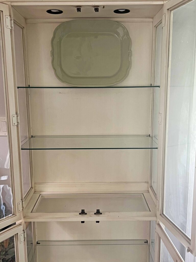 spring green inspired china cabinet decor styling