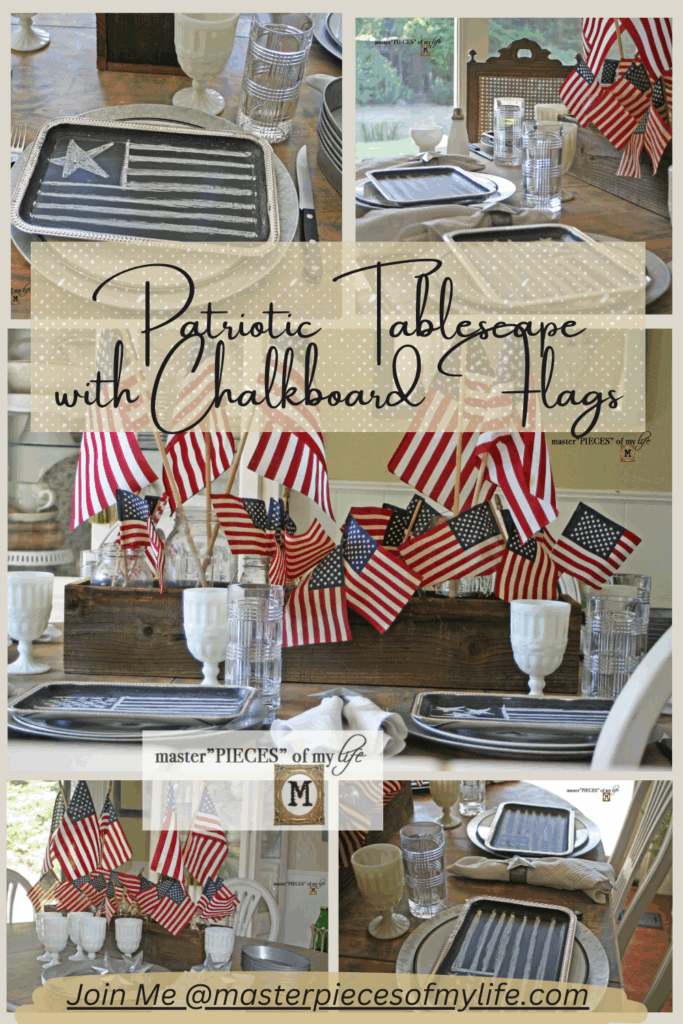 Patriotic tablescape with chalkboard flags