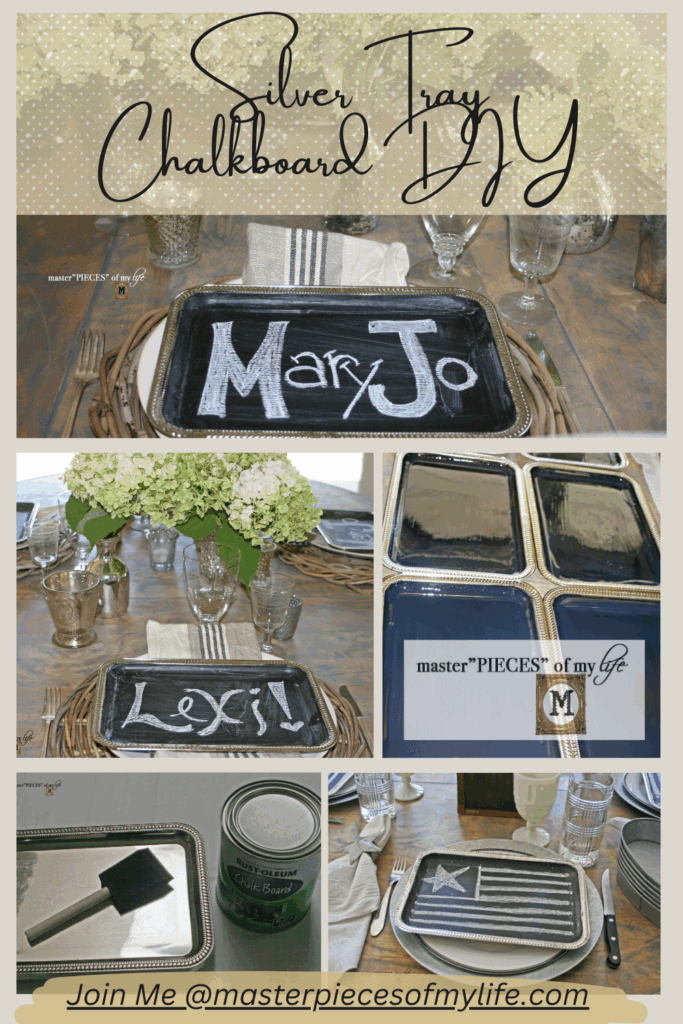 Silver tray chalkboard DIY