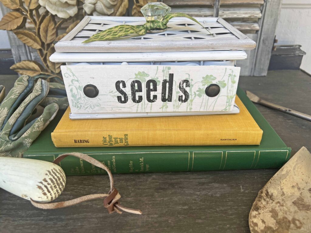 thrifted basket seed box DIY
