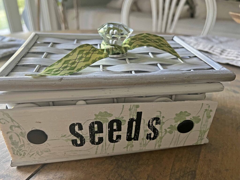 thrifted basket seed box DIY