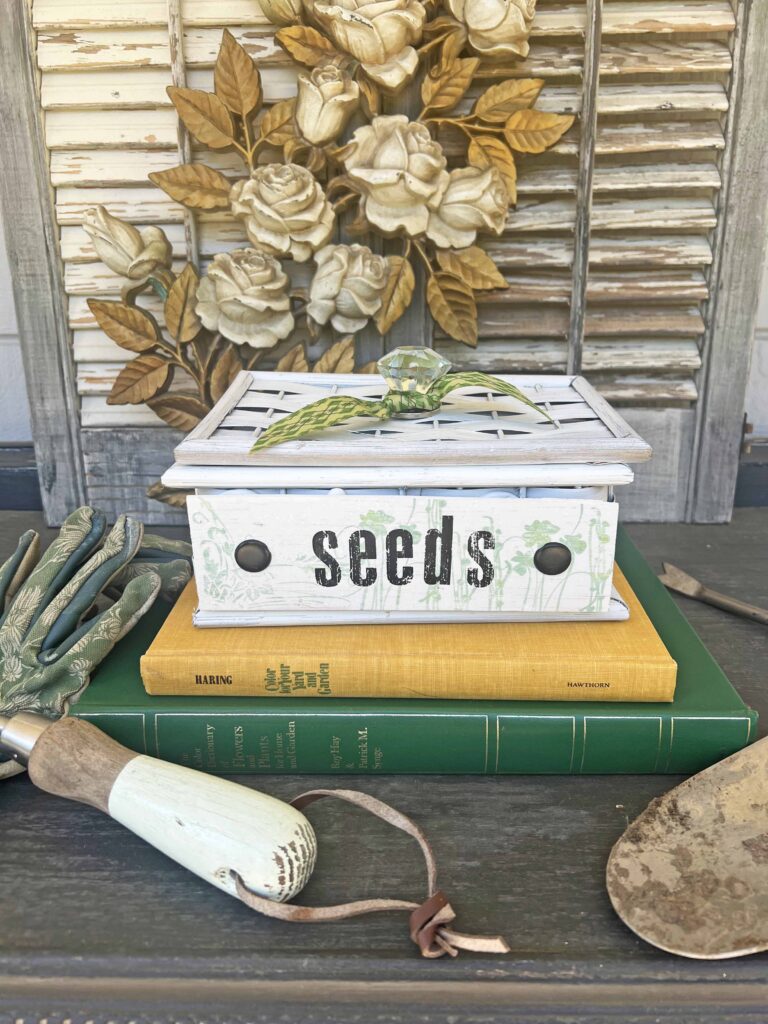 thrifted basket seed box DIY