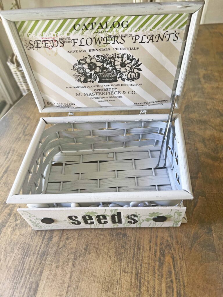 thrifted basket seed box DIY