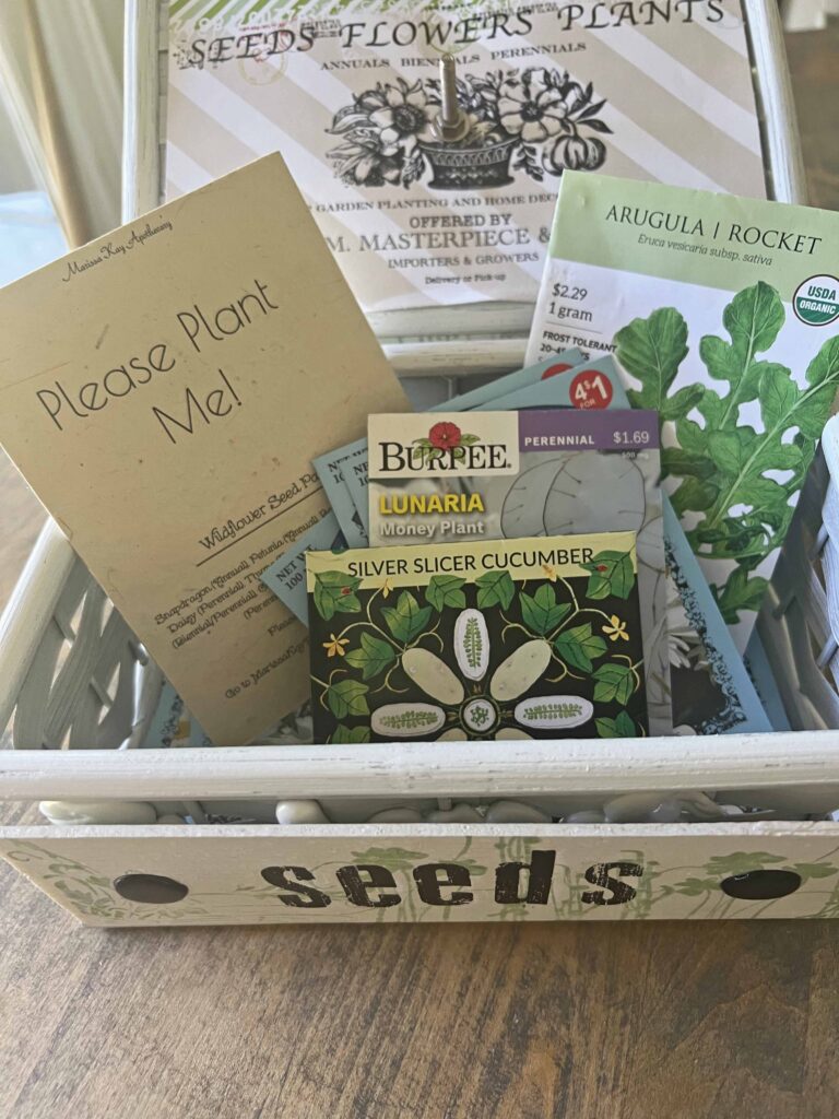 thrifted basket seed box DIY