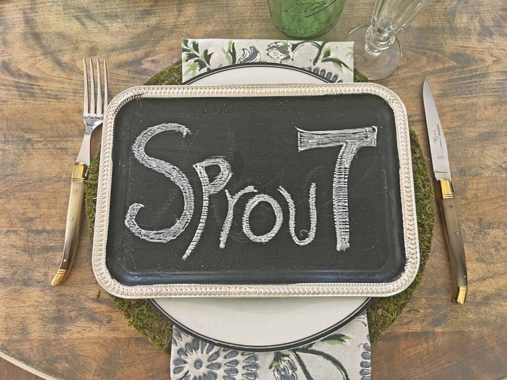 woodsy spring blooming table scape