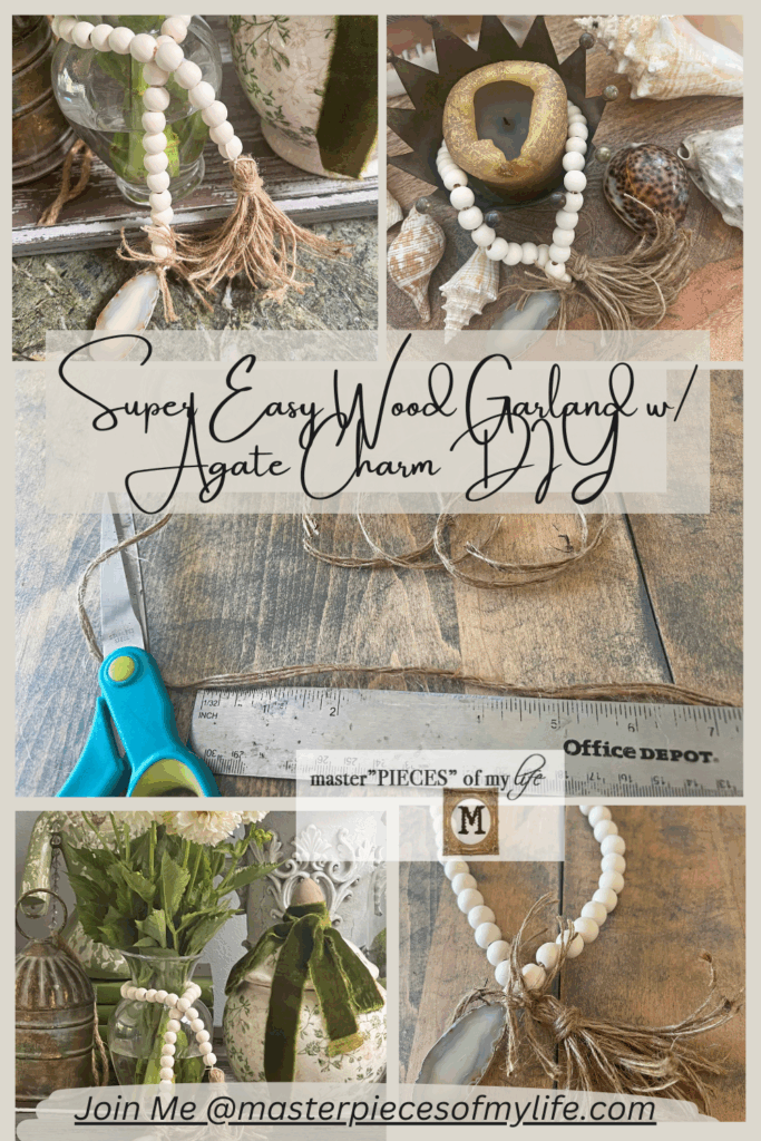easy wood garland with agate charm