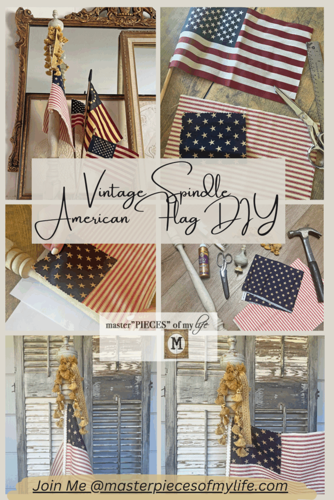 vintage spindle flag DIY