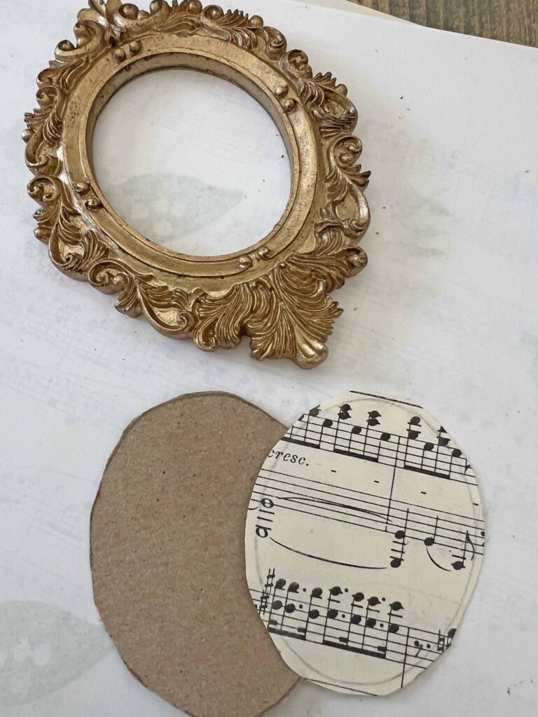 vintage sheet music frame Christmas ornaments DIY