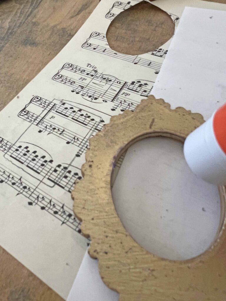 vintage sheet music frame Christmas ornaments DIY
