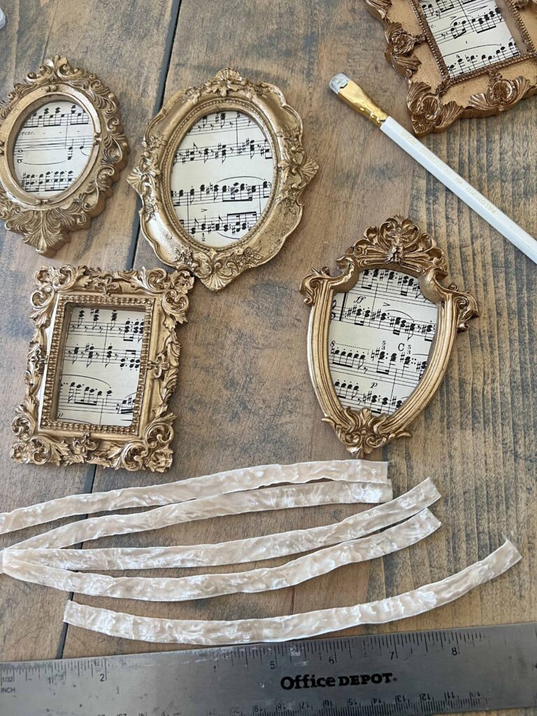 vintage sheet music frame Christmas ornaments DIY