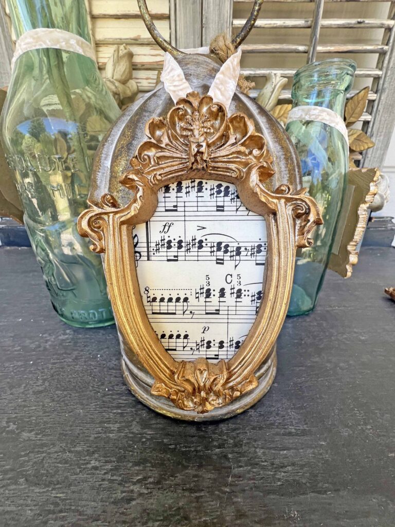 vintage sheet music frame Christmas ornaments DIY