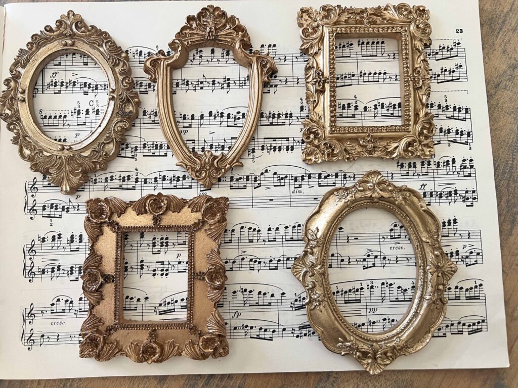 vintage sheet music frame Christmas ornaments DIY