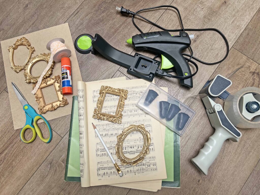 vintage sheet music frame Christmas ornaments DIY