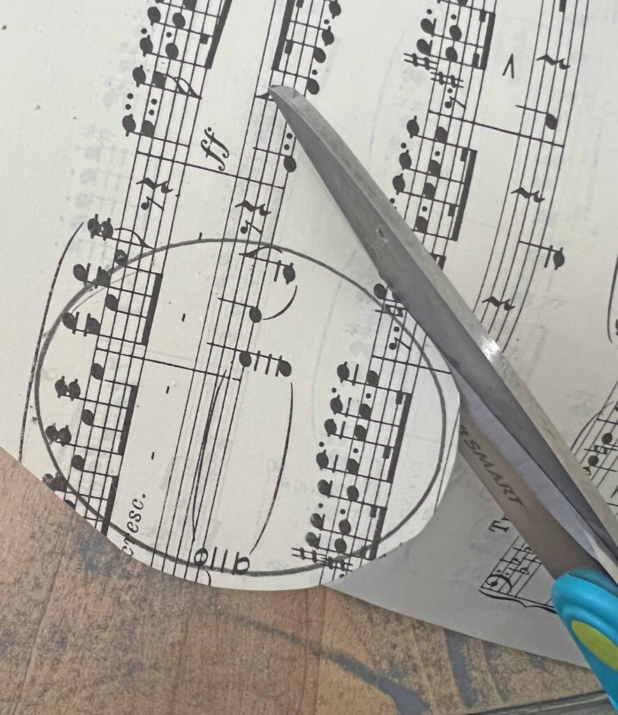 vintage sheet music frame Christmas ornaments DIY