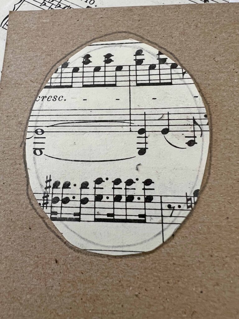 vintage sheet music frame Christmas ornaments DIY