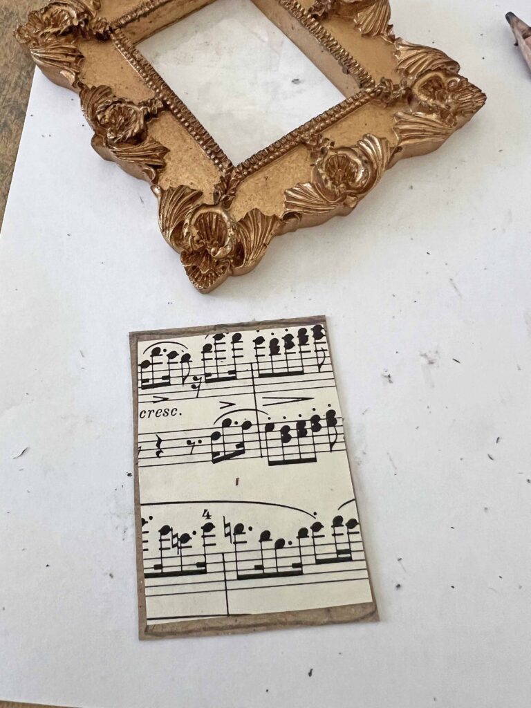 vintage sheet music frame Christmas ornaments DIY