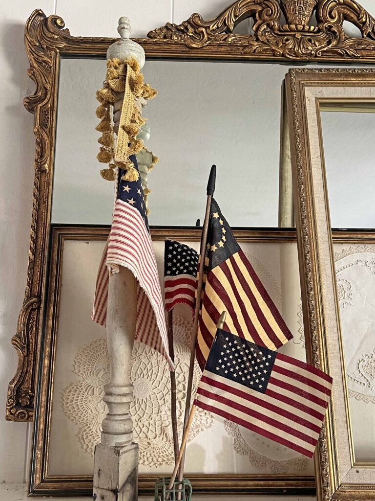 vintage spindle flag DIY