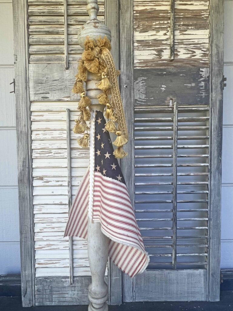 vintage spindle flag DIY