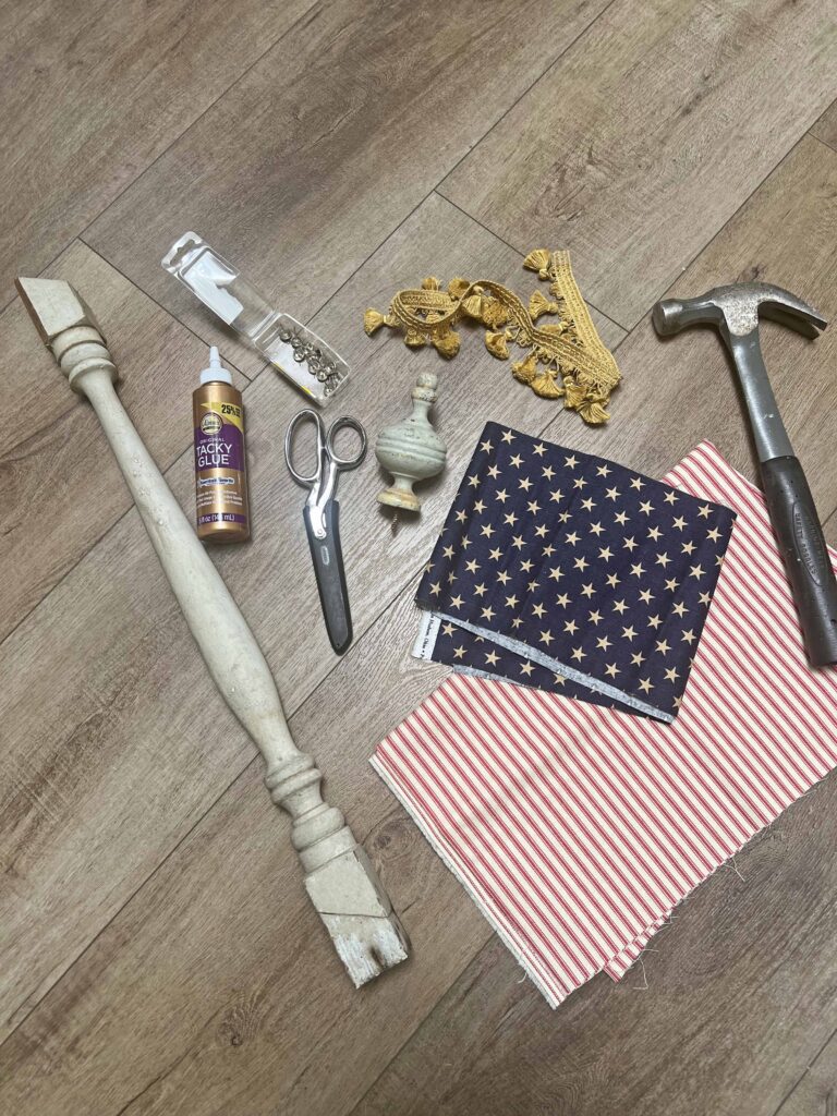 vintage spindle flag DIY