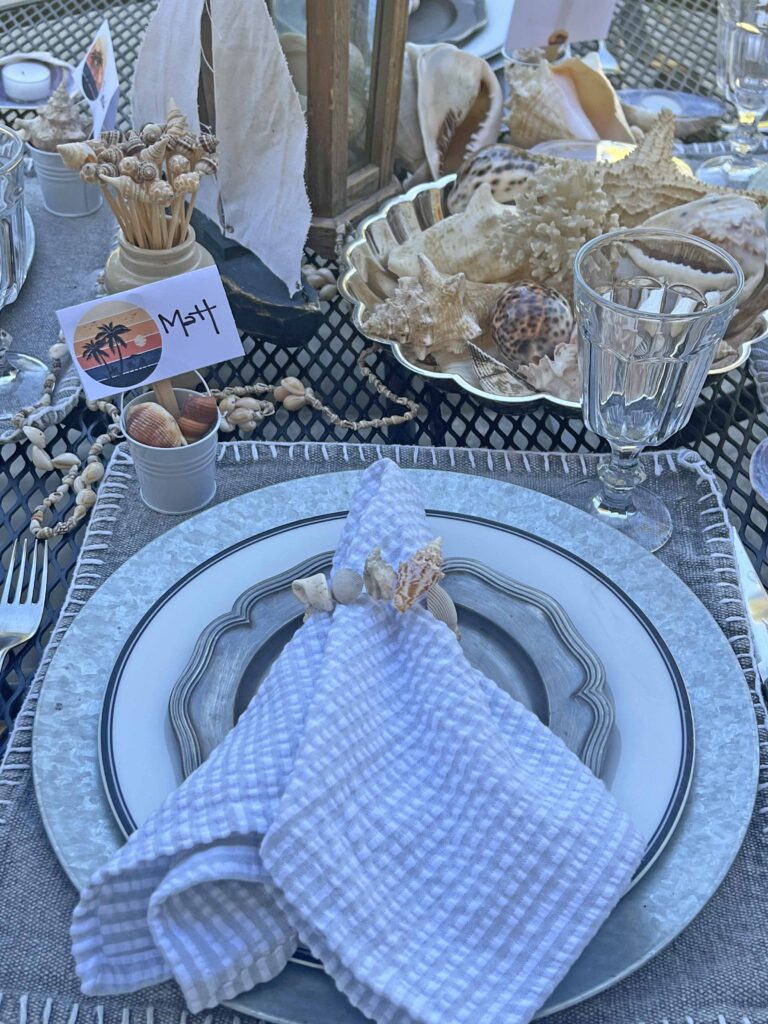 Beach inspired tablescape