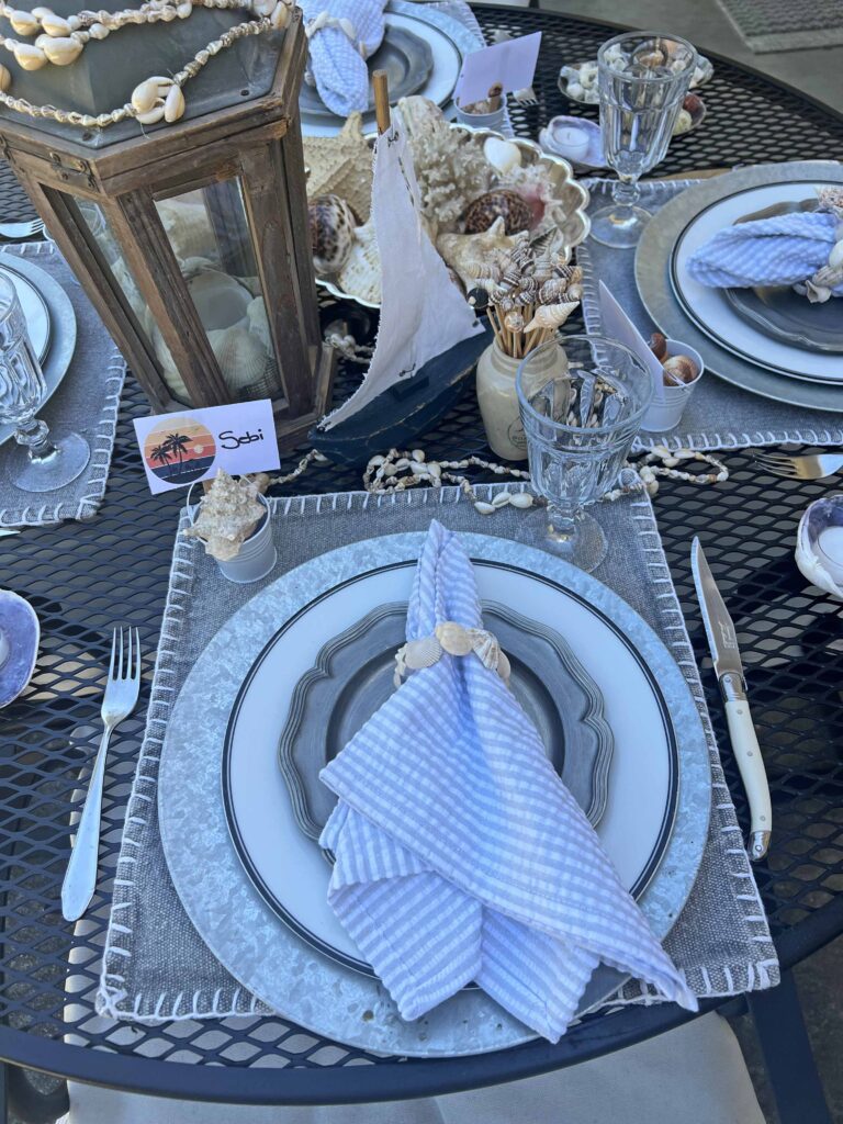 Beach inspired tablescape
