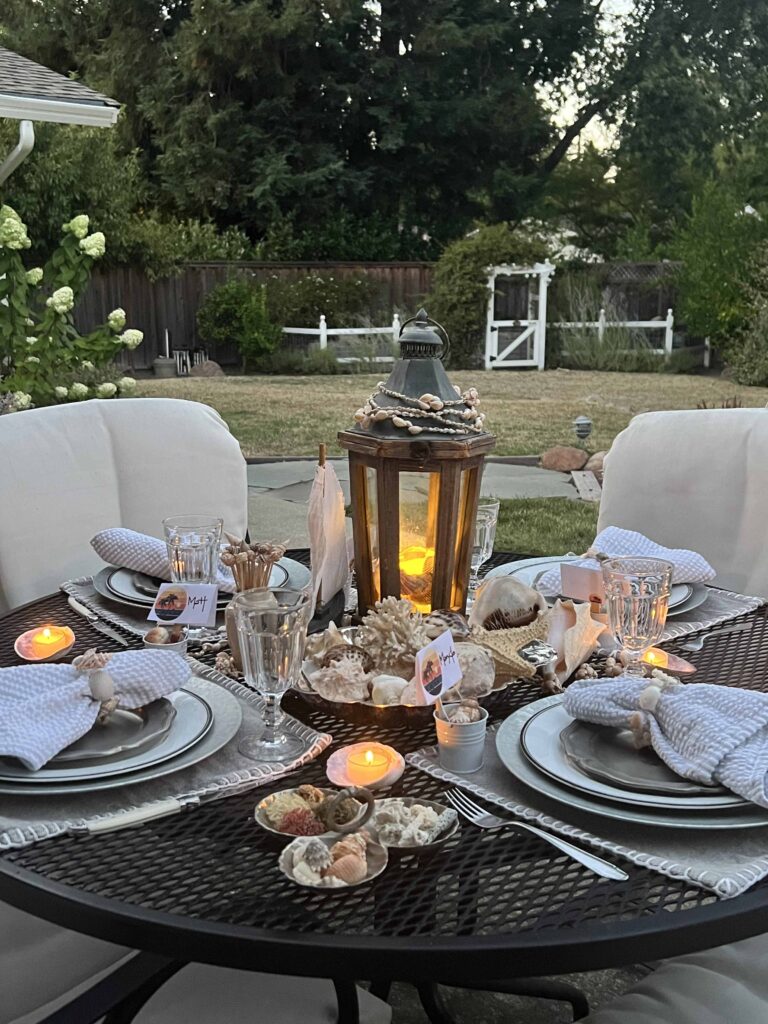 Beach inspired tablescape