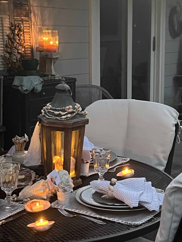 Beach inspired tablescape