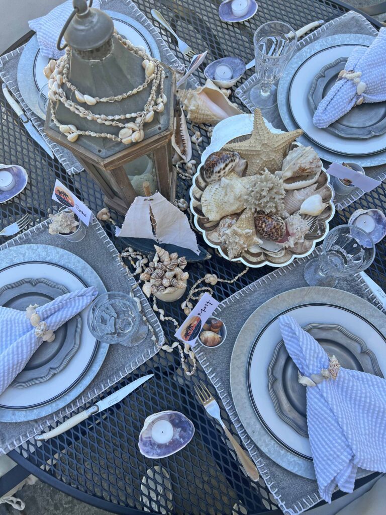 Beach inspired tablescape