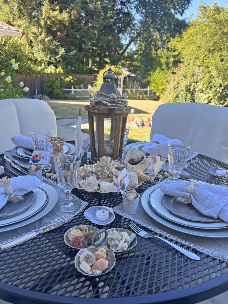 Beach inspired tablescape
